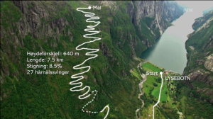 The route (screenshot from NRK)